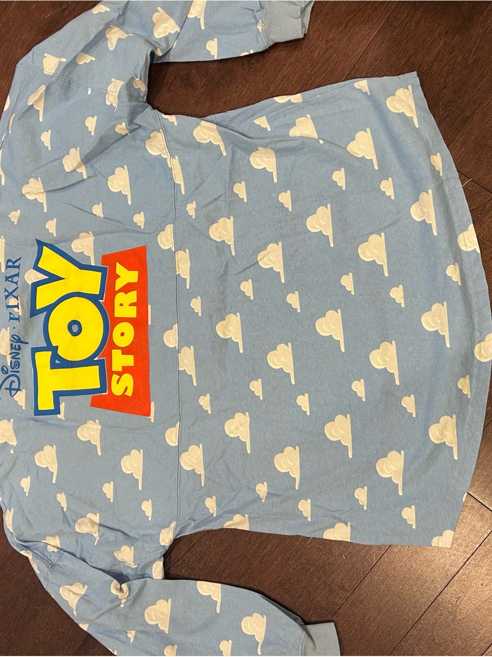 Disney Toy Story Long Sleeve Shirt in Light Blue with Cream Clouds